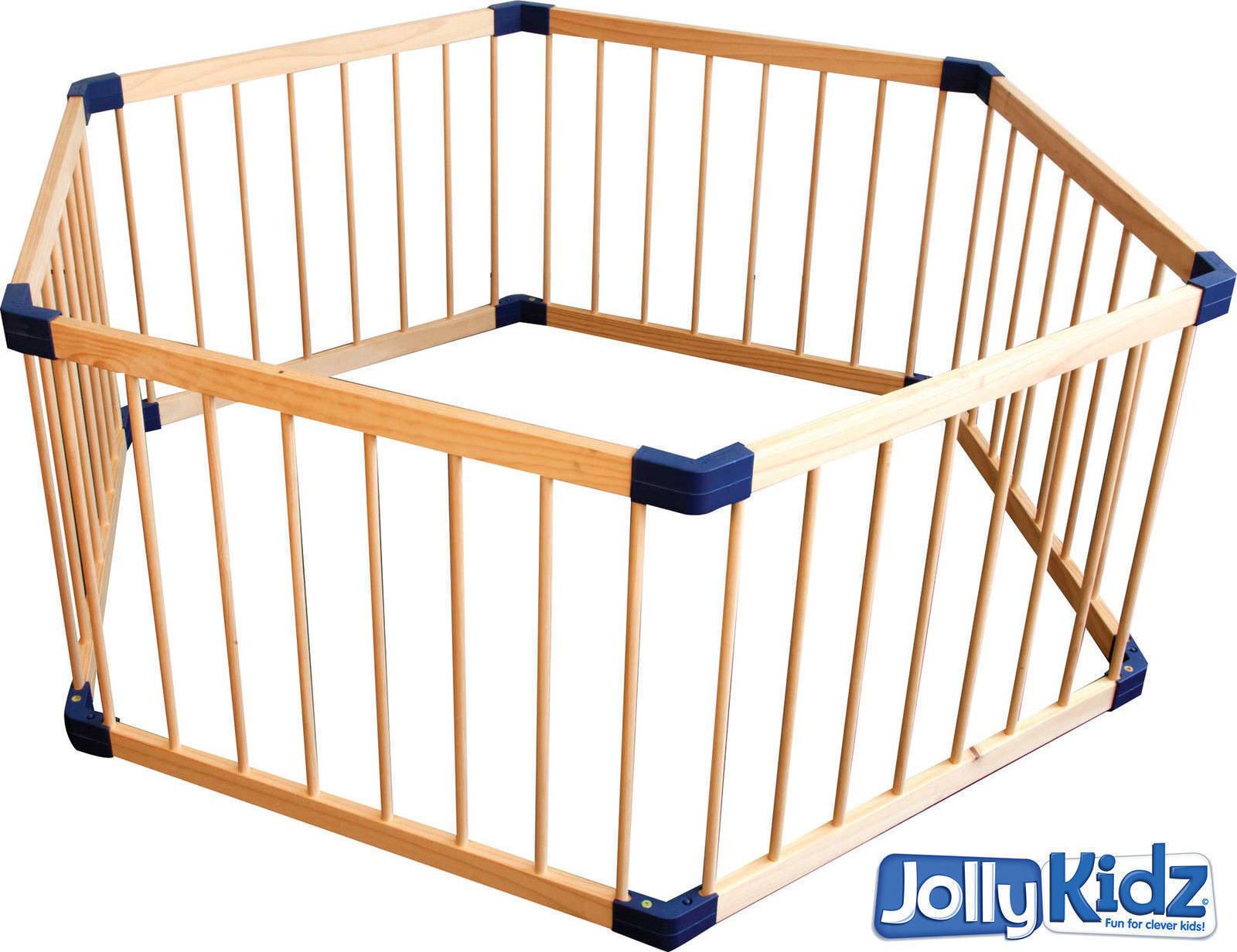 Jolly KidZ Smart Playpen Hexagonal Natural Wooden Playpen