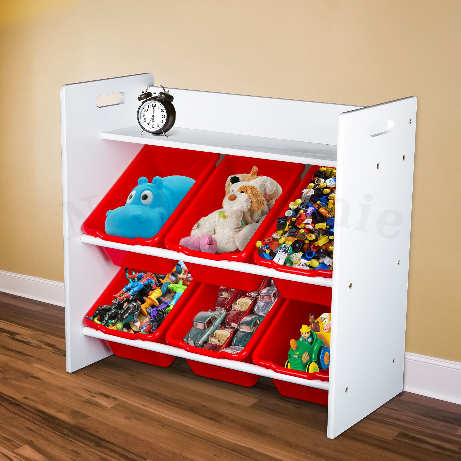 Kids Storage Unit 2Tier Shelves Toy Organiser Rack 6 Drawer Display
