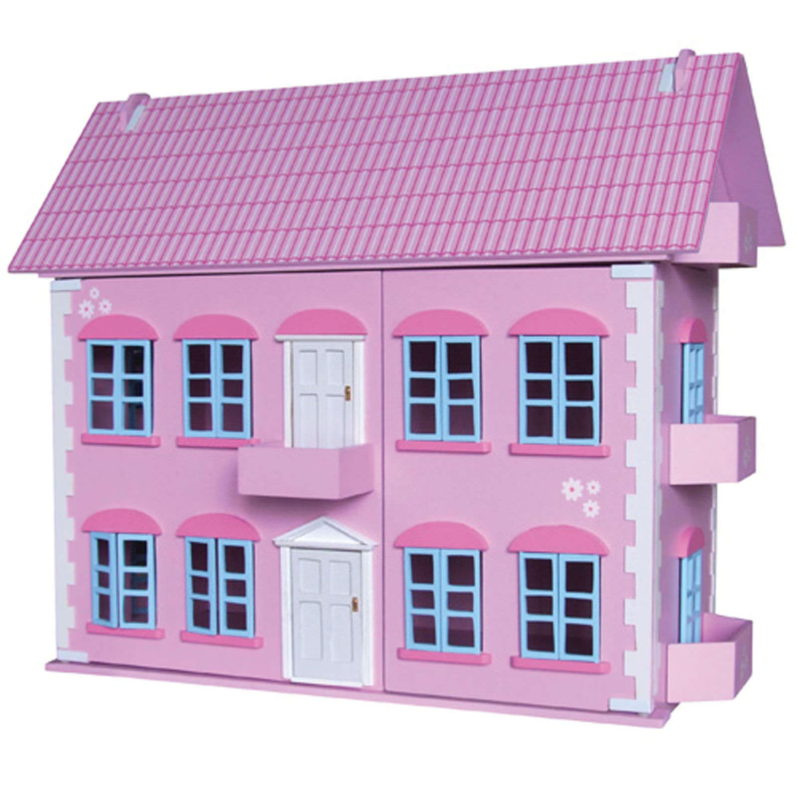 Regency Wooden Pink Dolls House Childrens Furnished Dollhouse 3 Storey