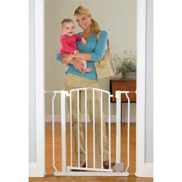 White Baby Child Pet Safety Gate Hands Free Security Barrier First Years Y3600
