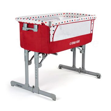 Star Kidz Vicino Deluxe Baby Bedside Co-sleeper Bassinet - Red Hearts