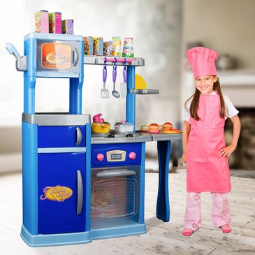 Kids-Childrens Pretend Play Role Play Kitchen - with Lights and Sound & Utensils