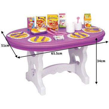 Kids Giant Dinner Set, Dining Table, Serving Cart + Tray Cutlery Plates Faux Food
