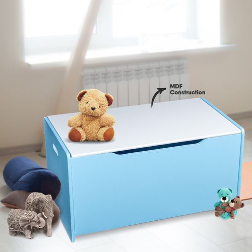 Children's Toy Box Light Blue Kids Wooden Plain Wooden Toybox in