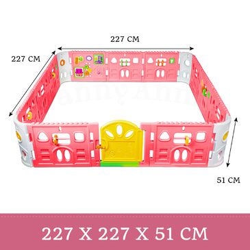 EVA Safety Mat And Baby Playpen With Door - Super Giant Interactive Play Room 2.3 x 2.3m - Pink