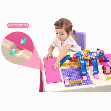 Pluto Multifunction Lego Activity Table & 2 Chairs Set - Pink