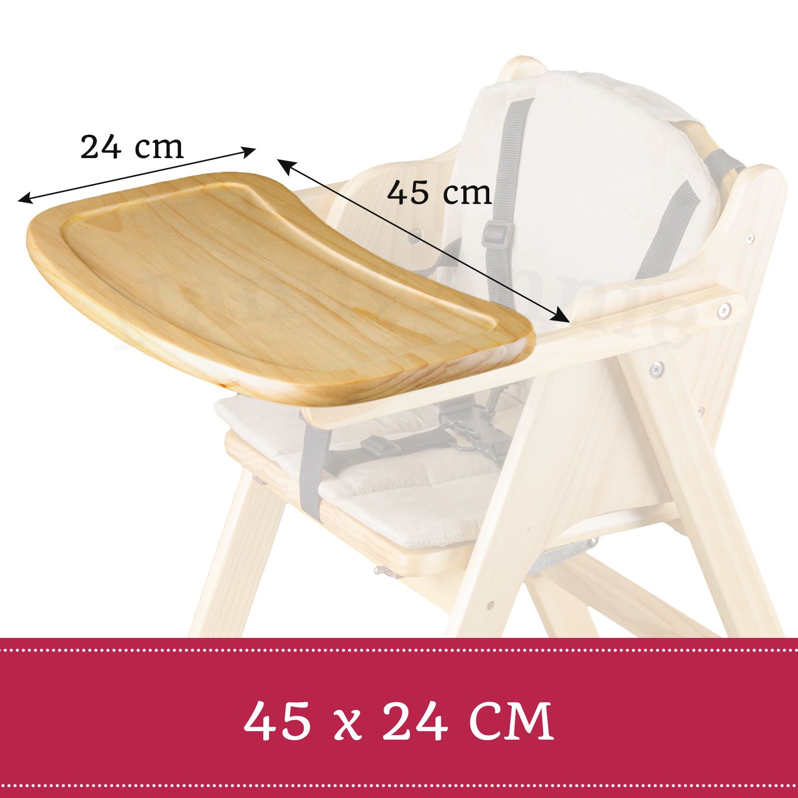 Wooden Folding Baby Highchair - Fold-away Baby High Chair Beech Colour -  Nanny Annie