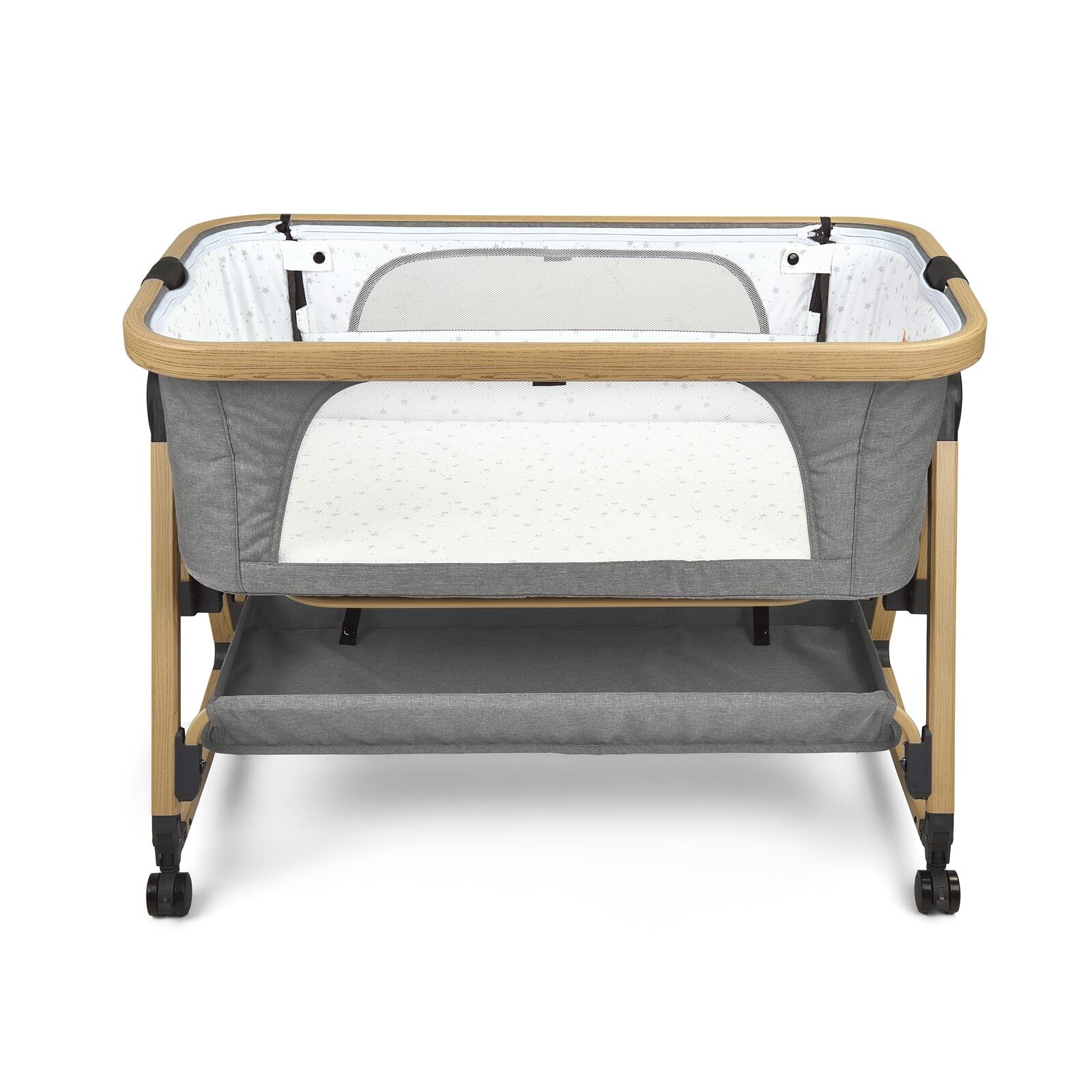 Star Kidz Prossimo Premium Co-Sleeper Bedside Bassinet - Wooden Grey