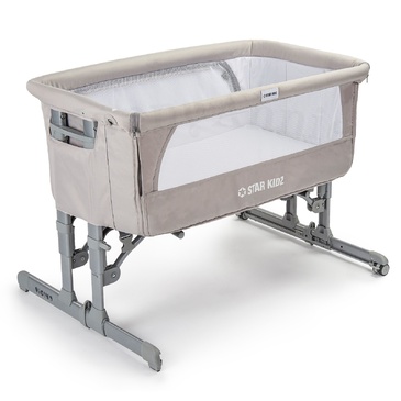 Star Kidz Vicino Deluxe Baby Bedside Bassinet - Silver Cloud