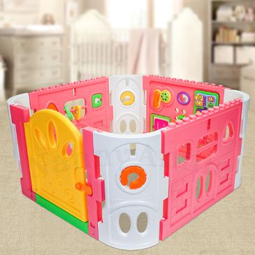 Baby Playpen - Interactive Baby Room Play Den WITH GATE - Pink