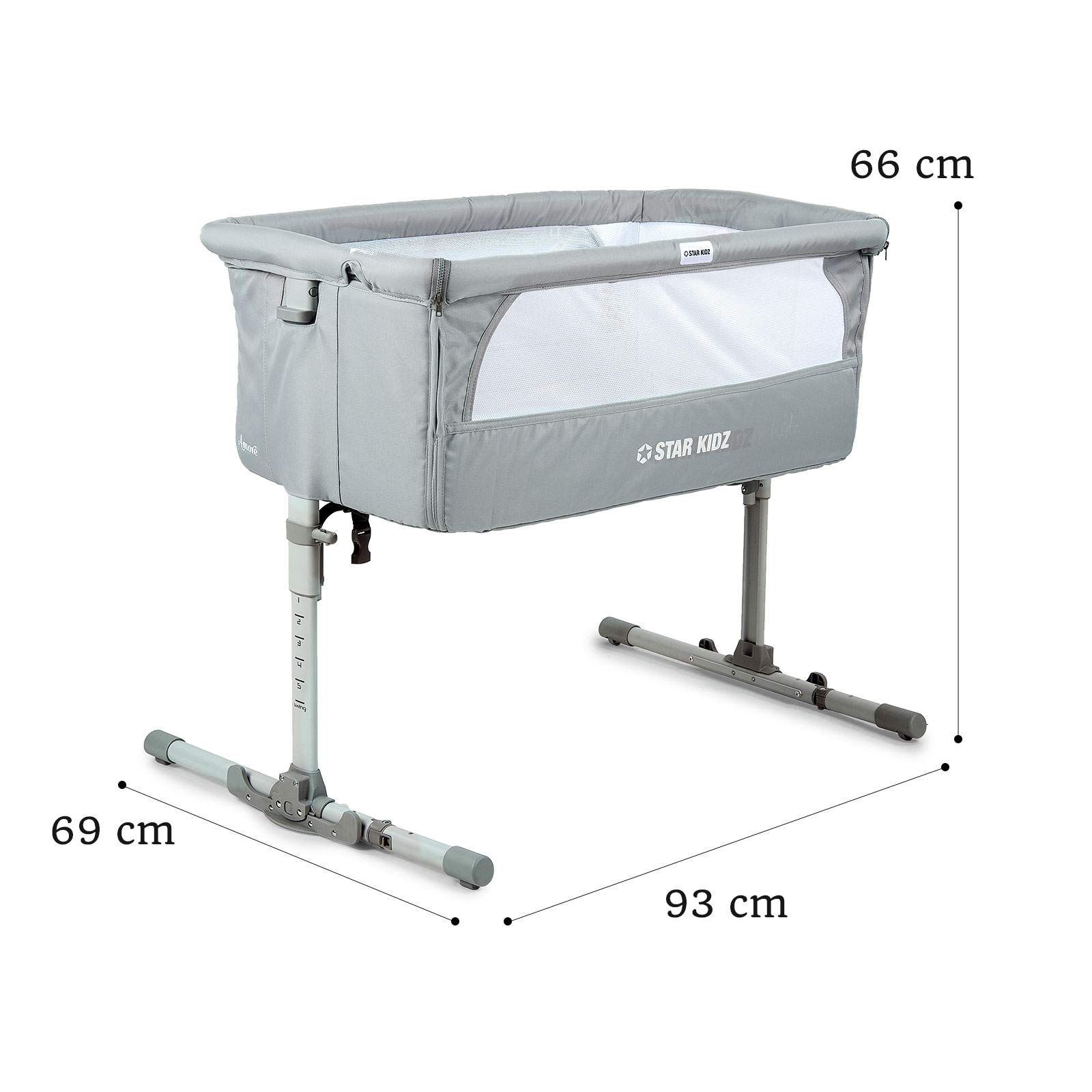 Co Sleeper Bassinet Cot for Infants Star Kidz Amore Glacier Gray