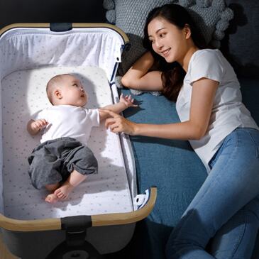 Star Kidz Prossimo Premium Co-Sleeper Bedside Bassinet - Wooden Grey