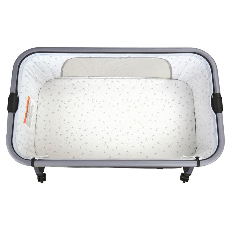 Star Kidz Prossimo Premium Co-Sleeper Bedside Bassinet - Charcoal with Silver Frame