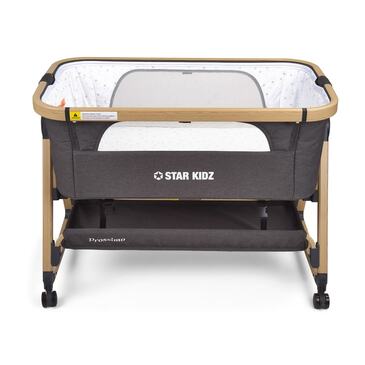 Star Kidz Prossimo Premium Co-Sleeper Bedside Bassinet - Wooden Charcoal