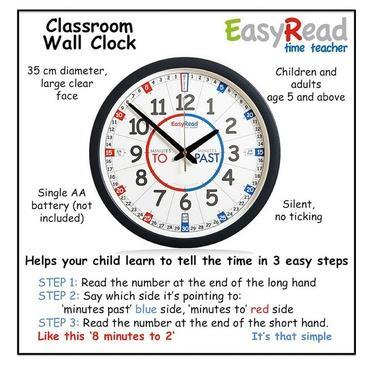 Easyread Time Teacher Kids Clock  Blue