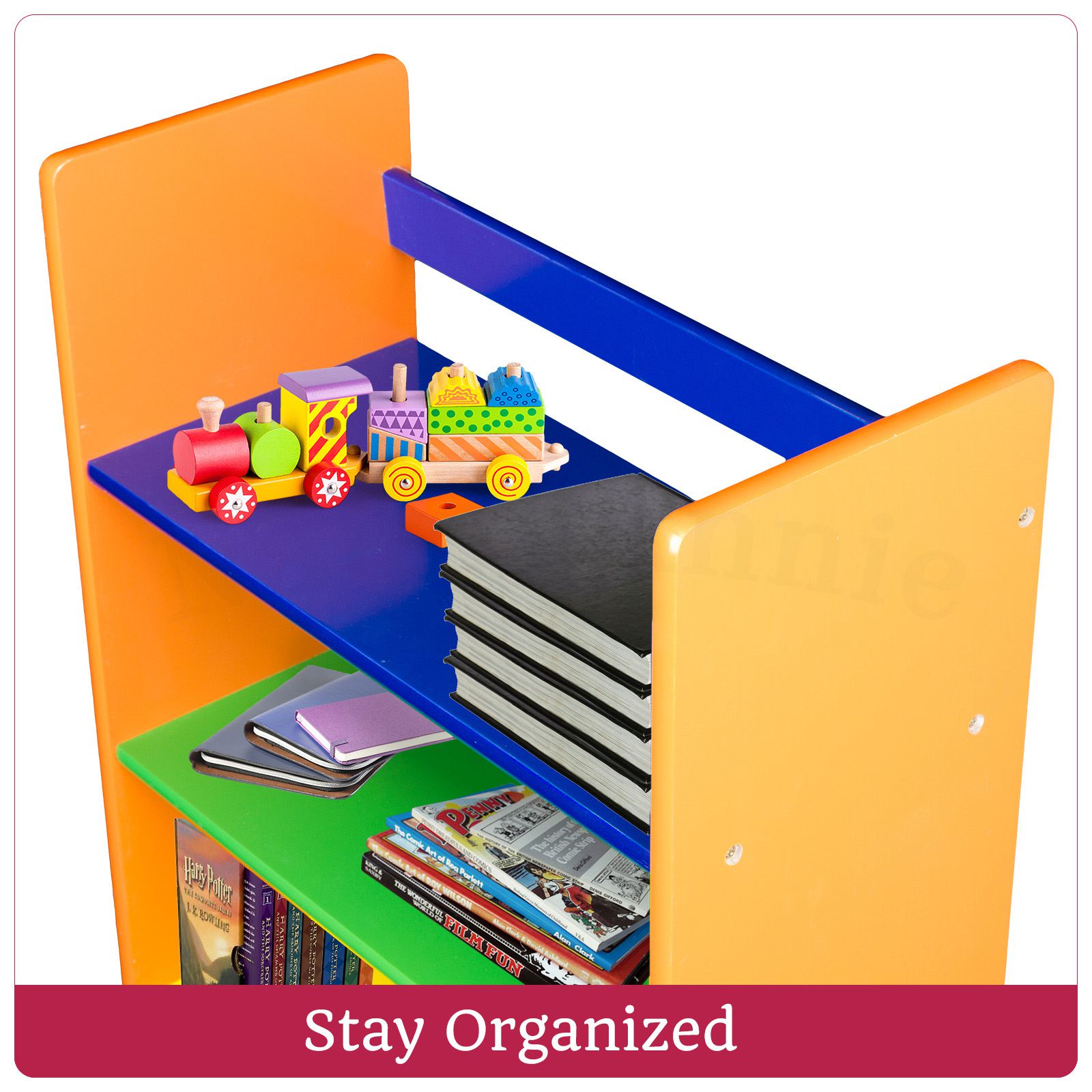 Childrens Wooden Book Shelf Multicoloured Kids Shelf Storage