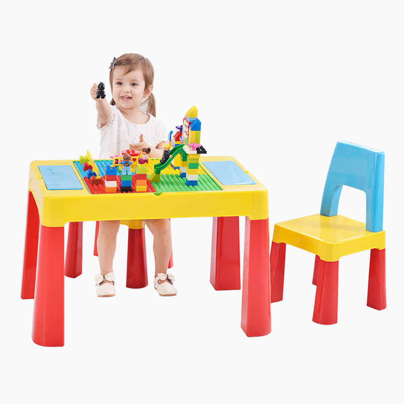 Pluto Multifunction Lego Activity Table & 2 Chairs Set - Yellow