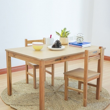 Nu Elwood Rectangle Table & 2 Chairs Set - Natural
