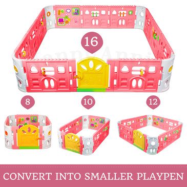 EVA Safety Mat And Baby Playpen With Door - Super Giant Interactive Play Room 2.3 x 2.3m - Pink