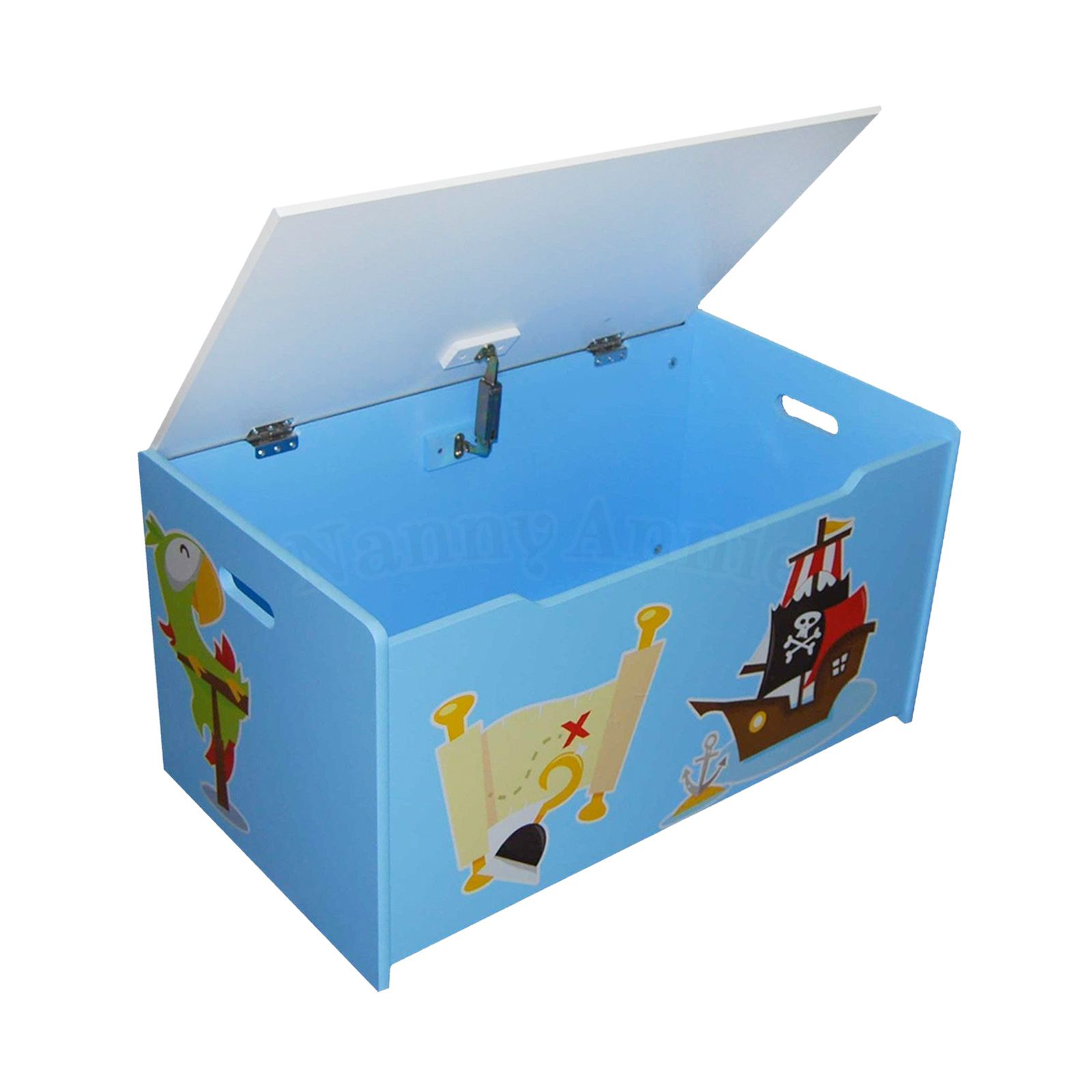 Children's Toy Box - Pirates | Light Blue | Wooden Toybox - Nanny Annie