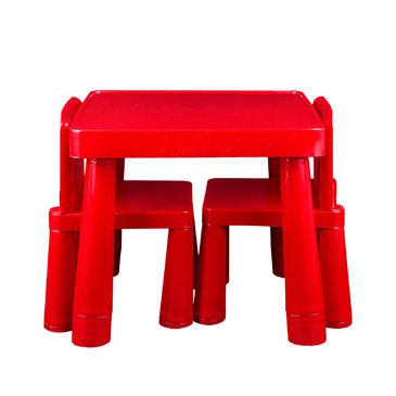Kids Table & Chair Play Furniture Set Plastic Fountain Activity Dining Chairs RED