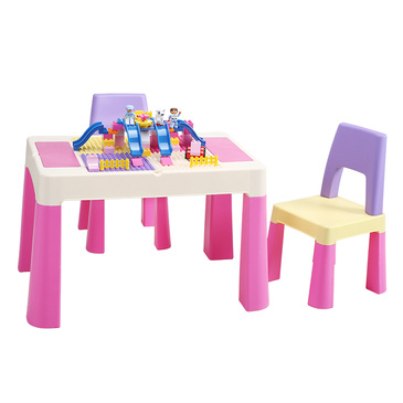 Pluto Multifunction Lego Activity Table & 2 Chairs Set - Pink