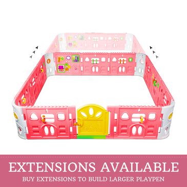 EVA Safety Mat And Baby Playpen With Door - Super Giant Interactive Play Room 2.3 x 2.3m - Pink