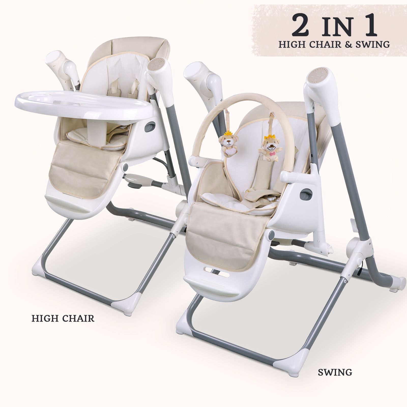 Star Kidz Feathertop 2 In 1 Swing High Chair Beige