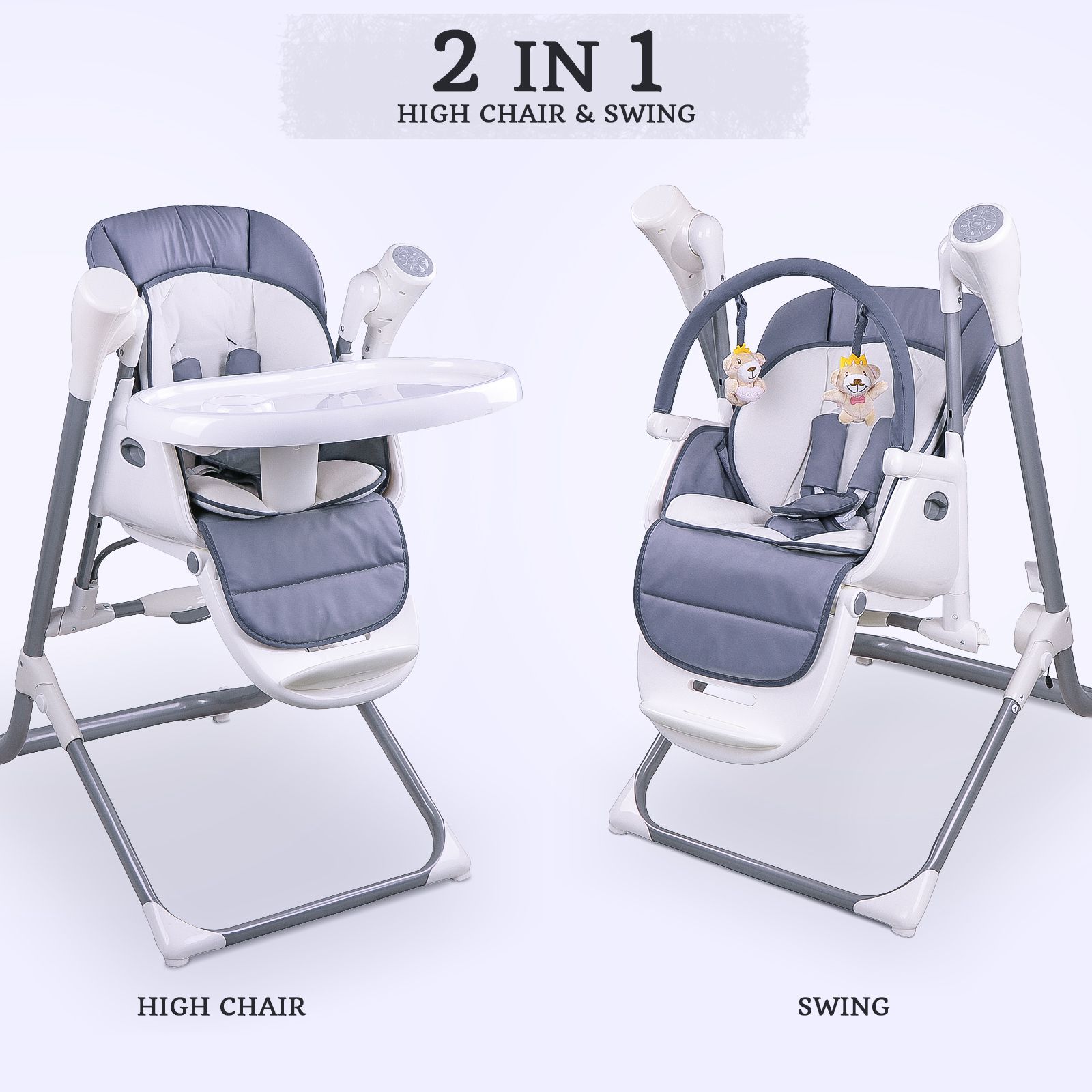 Star Kidz Feathertop 2 In 1 Swing High Chair Grey