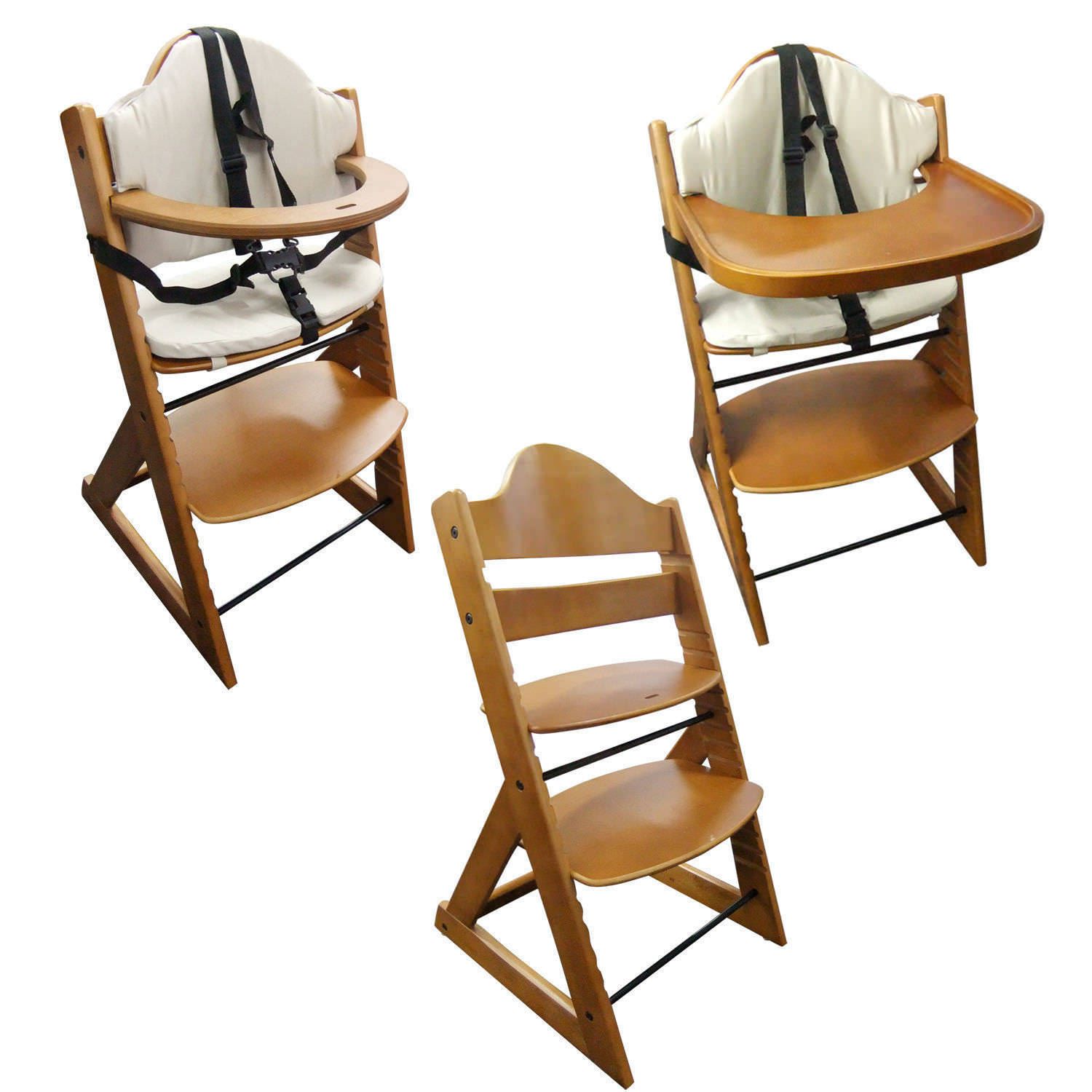 Wooden Baby High Chair 3in1 with Tray and Bar (Teak ...