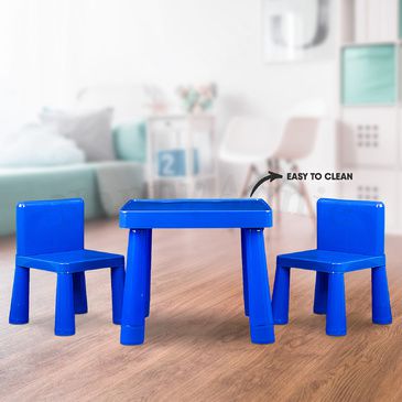 Kids Table & Chair Play Furniture Set Plastic Fountain Activity Dining Chairs