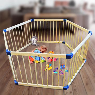 Wooden Hexagon Playpen | Child Toddler Play Pen in Natural Timber