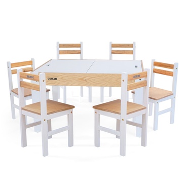 Nu Byron Activity Rectangle Table & 6 Chairs Set - Inverted White