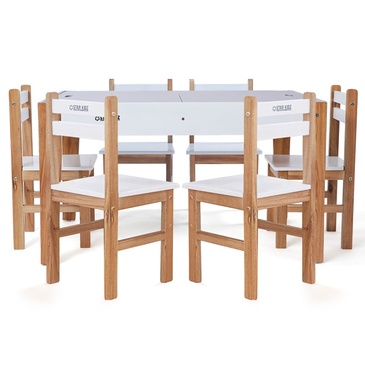 Nu Byron Activity Rectangle Table & 6 Chairs Set - White