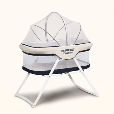 Compagno Baby Portable Bassinet Blue - Mattress & Travel Bag Included