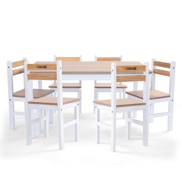 Star Kidz Elwood Rectangle Table & 6 Chairs Set - Inverted White