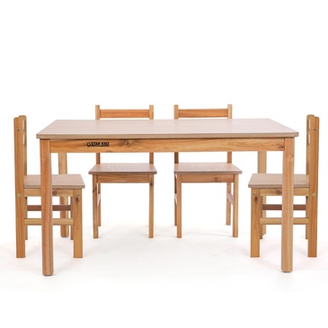 Nu Elwood Rectangle Table & 4 Chairs Set - Natural