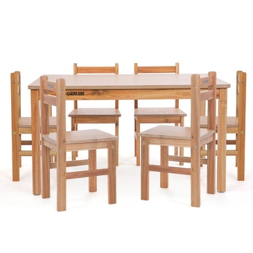 white wooden kids table and chairs