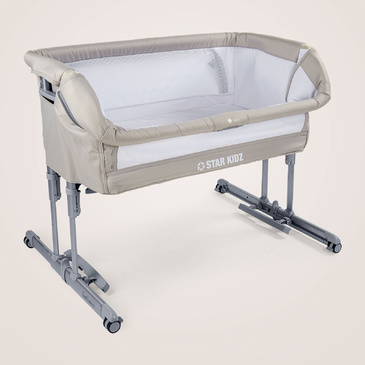 Star Kidz Intimo Deluxe Baby Bedside Bassinet - Silver Cloud
