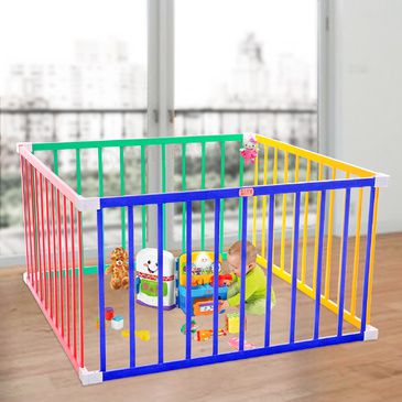 Tikk Tokk BOSS Coloured Square Playpen | Baby Toddler Play Pen in Coloured Timber