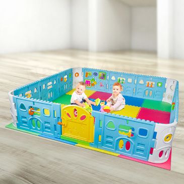 EVA Safety Mat and Baby Playpen With Door - Super Giant Interactive Play Room 2.3 x 2.3m