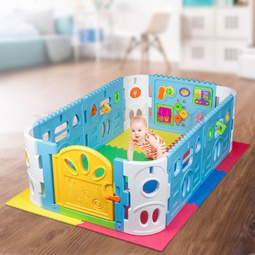 EVA Safety Mat And Baby Playpen with Door - Rectangle Interactive Play Room 1.6 x 1m