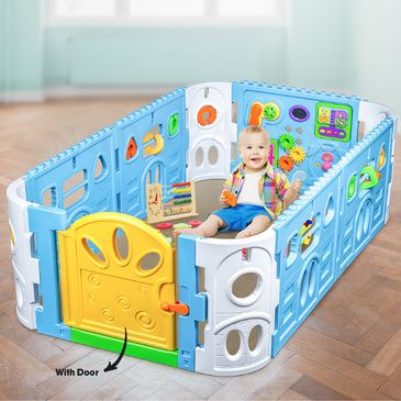 Baby Playpen with Door - Rectangle Interactive Play Room 1.6 x 1m