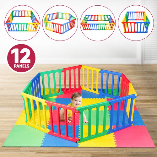 Happy Panel Plastic Playpen and EVA Mat | Hexagonal (2.2m) Kids Playpen