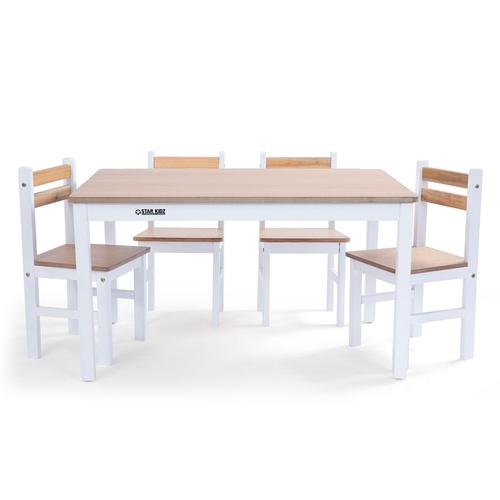 Star Kidz Elwood Rectangle Table & 4 Chairs Set - Inverted White