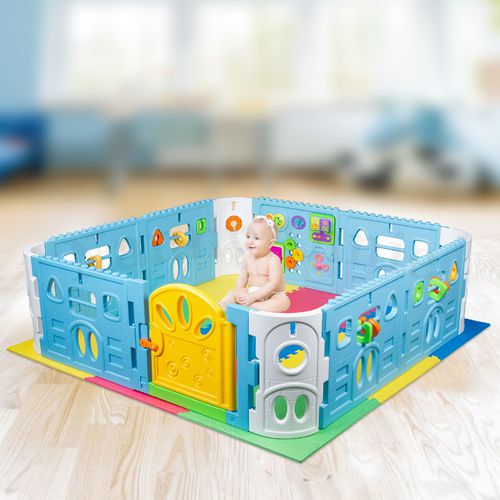 EVA Safety Mat And Baby Playpen with Gate and Activities 1.6m Square